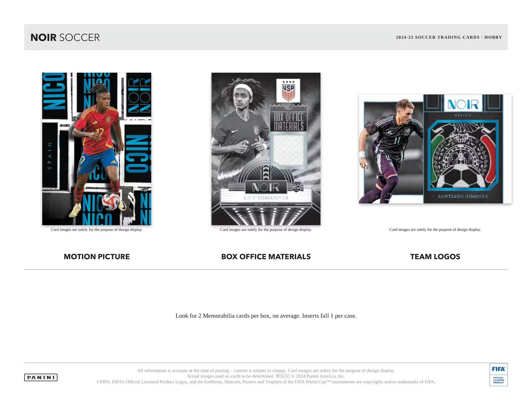 2024-25 Panini Noir Soccer Hobby Trading Cards