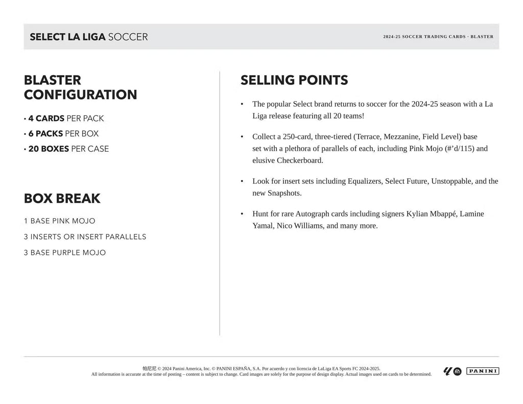 2024-25 Panini Select Soccer La Liga Blaster Trading Cards