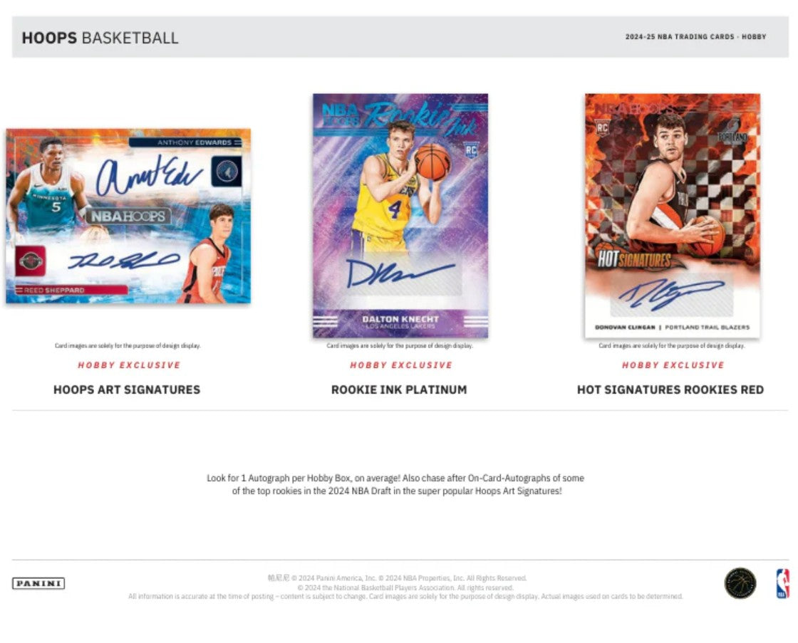 2024-25 Panini Hoops Basketball Hobby Trading Cards
