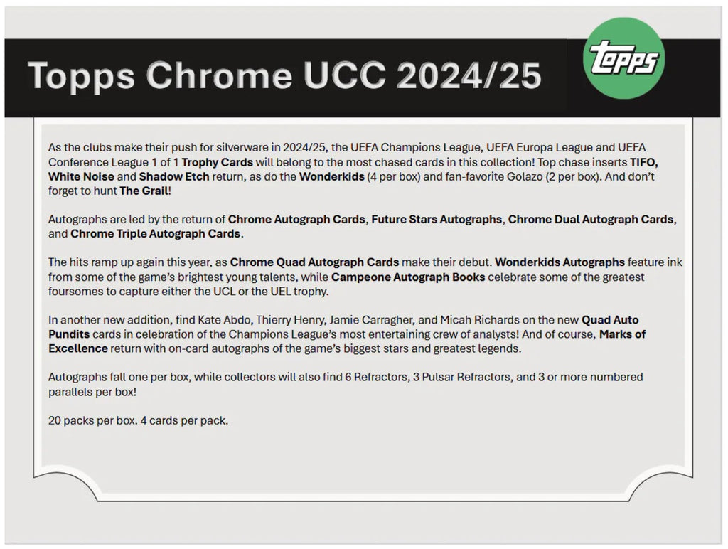 2024-25 Topps Chrome UEFA Club Competitions Soccer Breaker Delight Trading Cards