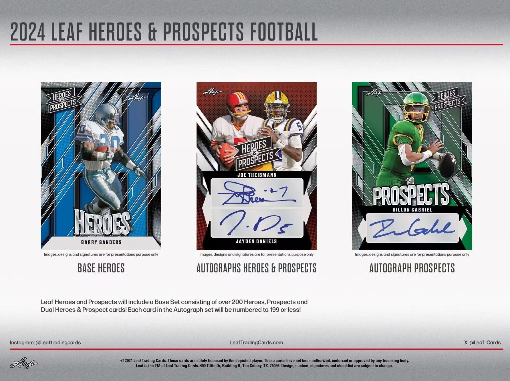 2024 Leaf Heroes and Prospects Football Jumbo Trading Cards