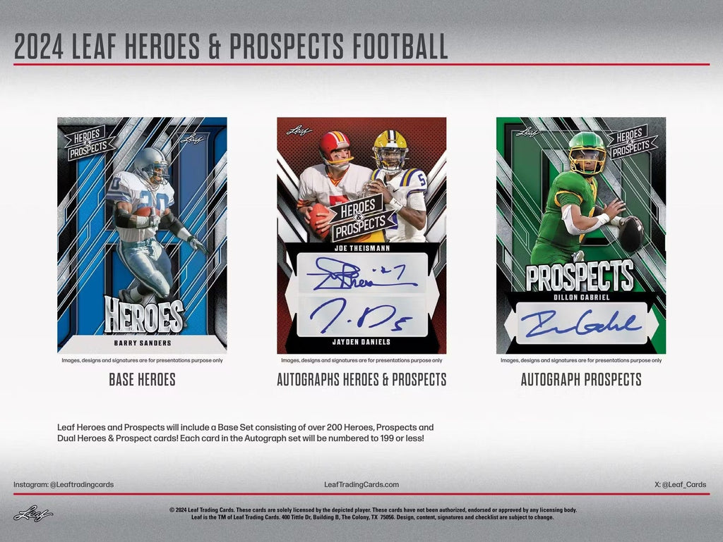 2024 Leaf Heroes and Prospects Football Hobby Trading Cards