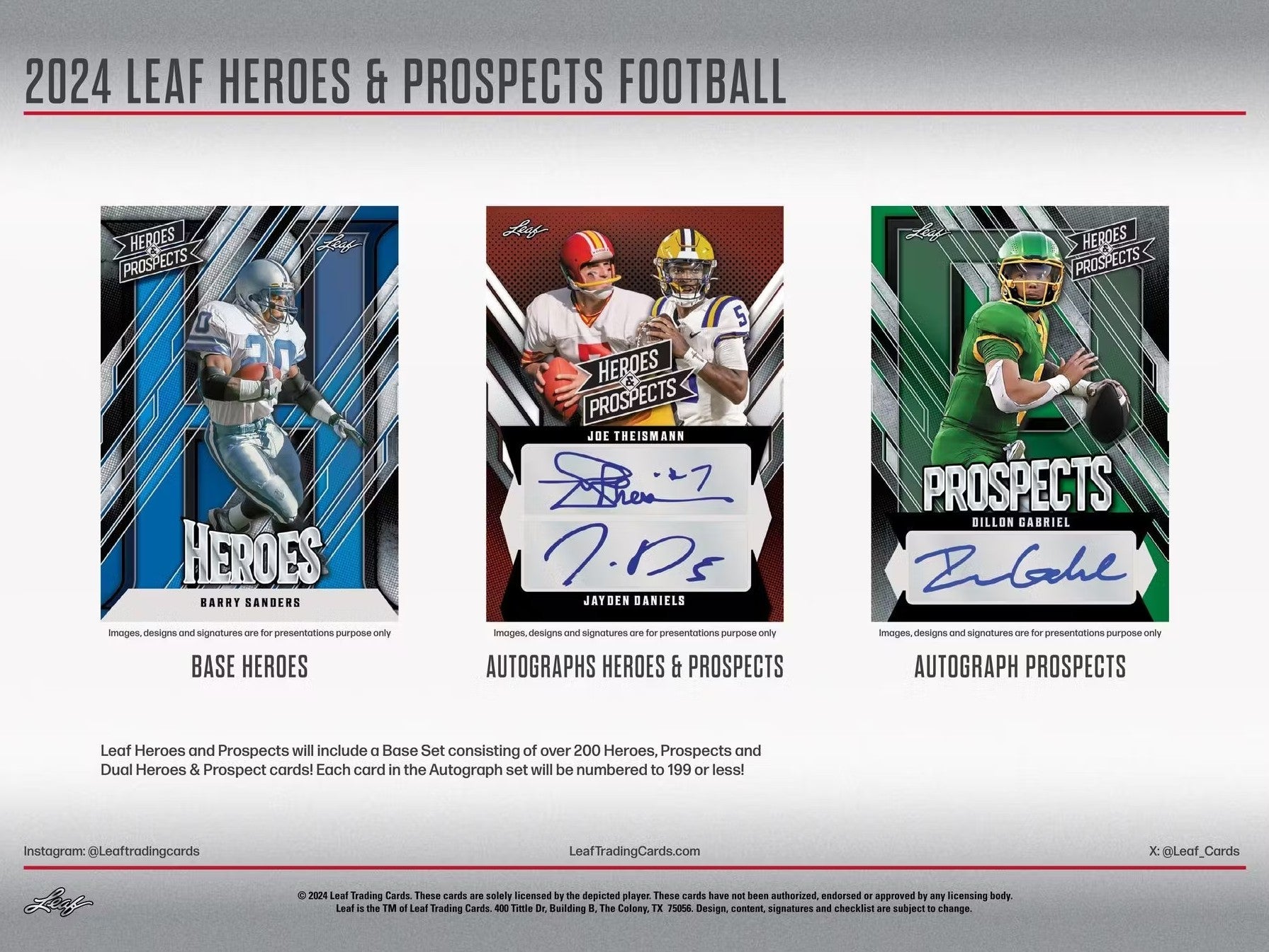 2024 Leaf Heroes and Prospects Football Hobby Trading Cards
