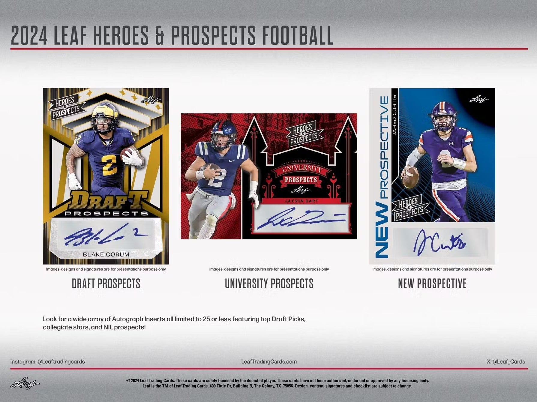 2024 Leaf Heroes and Prospects Football Hobby Trading Cards