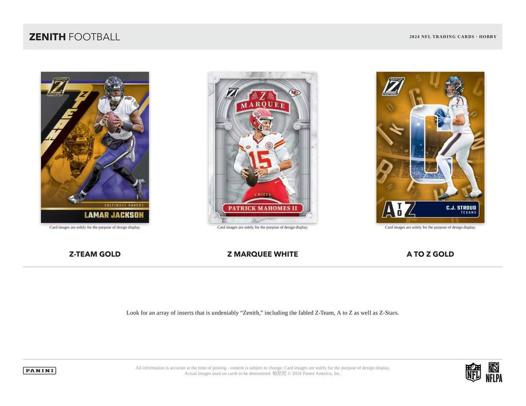 2024 Panini Zenith Football Hobby Trading Cards