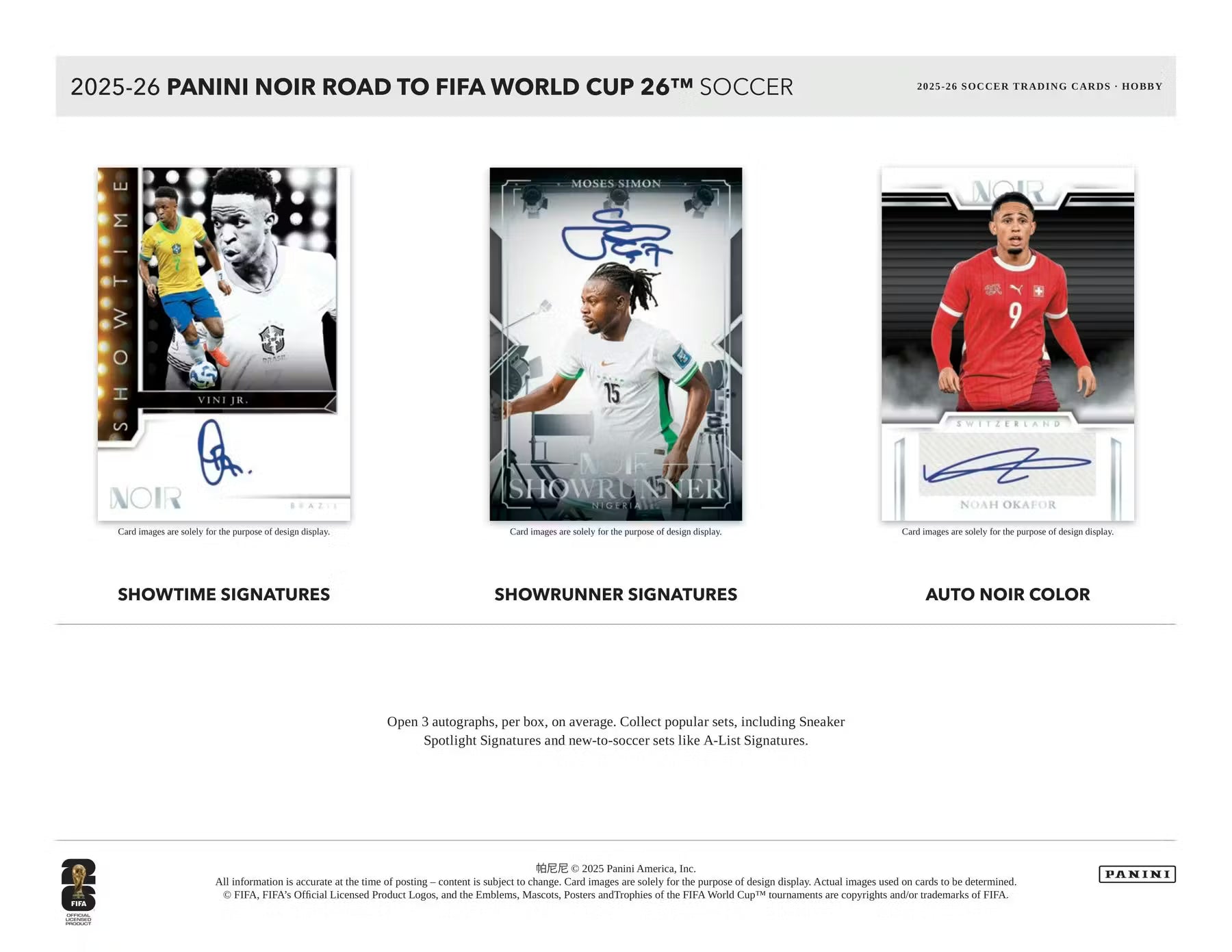 2025-26 Panini Noir Soccer Road to FIFA World Cup Hobby Trading Cards