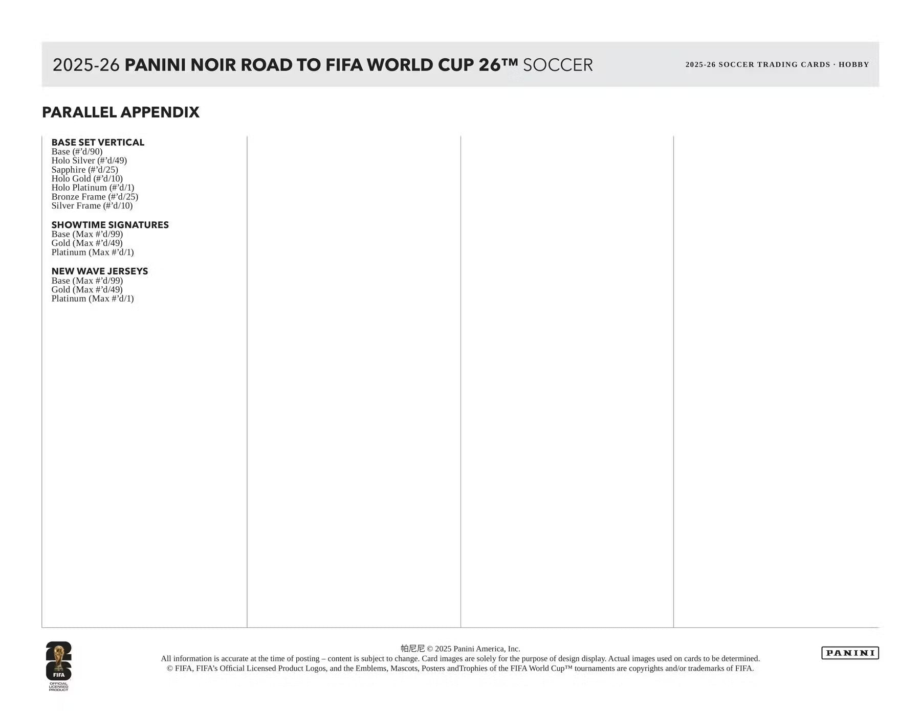 2025-26 Panini Noir Soccer Road to FIFA World Cup Hobby Trading Cards