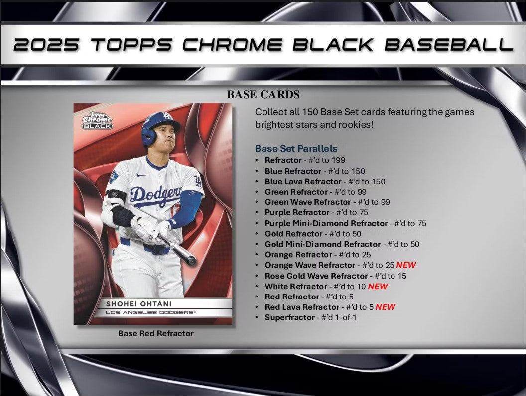 2025 Topps Chrome Black Baseball Hobby Trading Cards