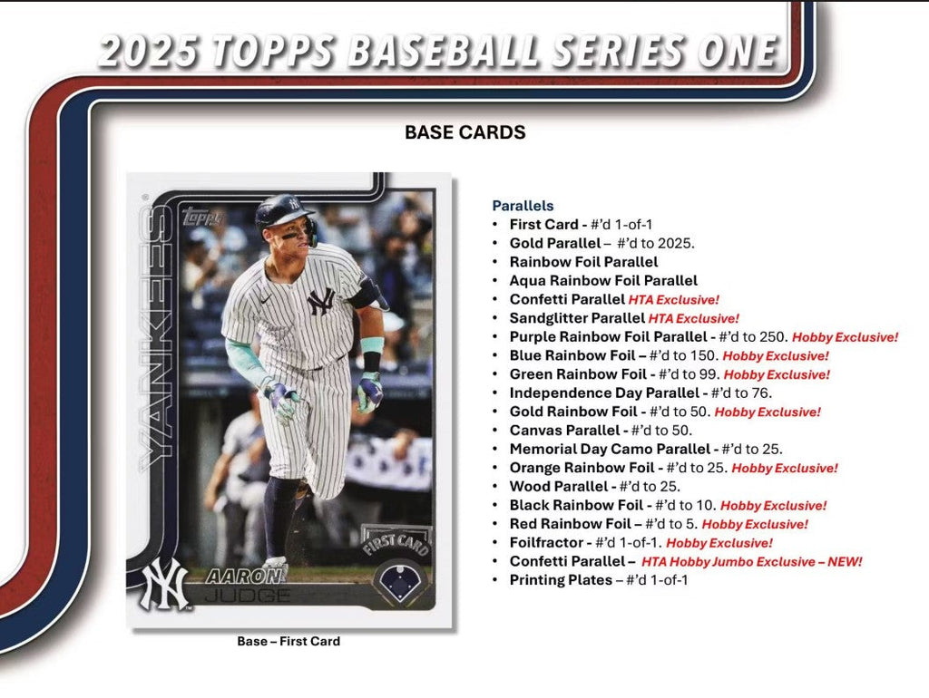 2025 Topps Series 1 Baseball Hobby Trading Cards