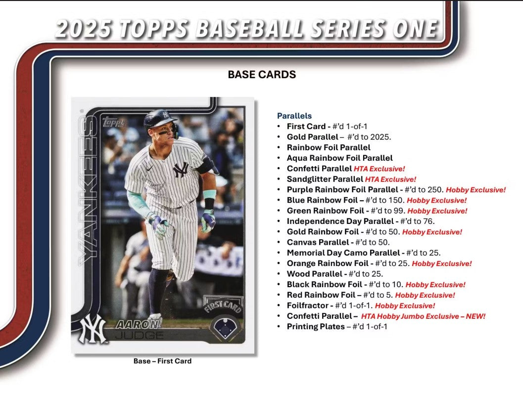 2025 Topps Series 1 Baseball Hobby Trading Cards