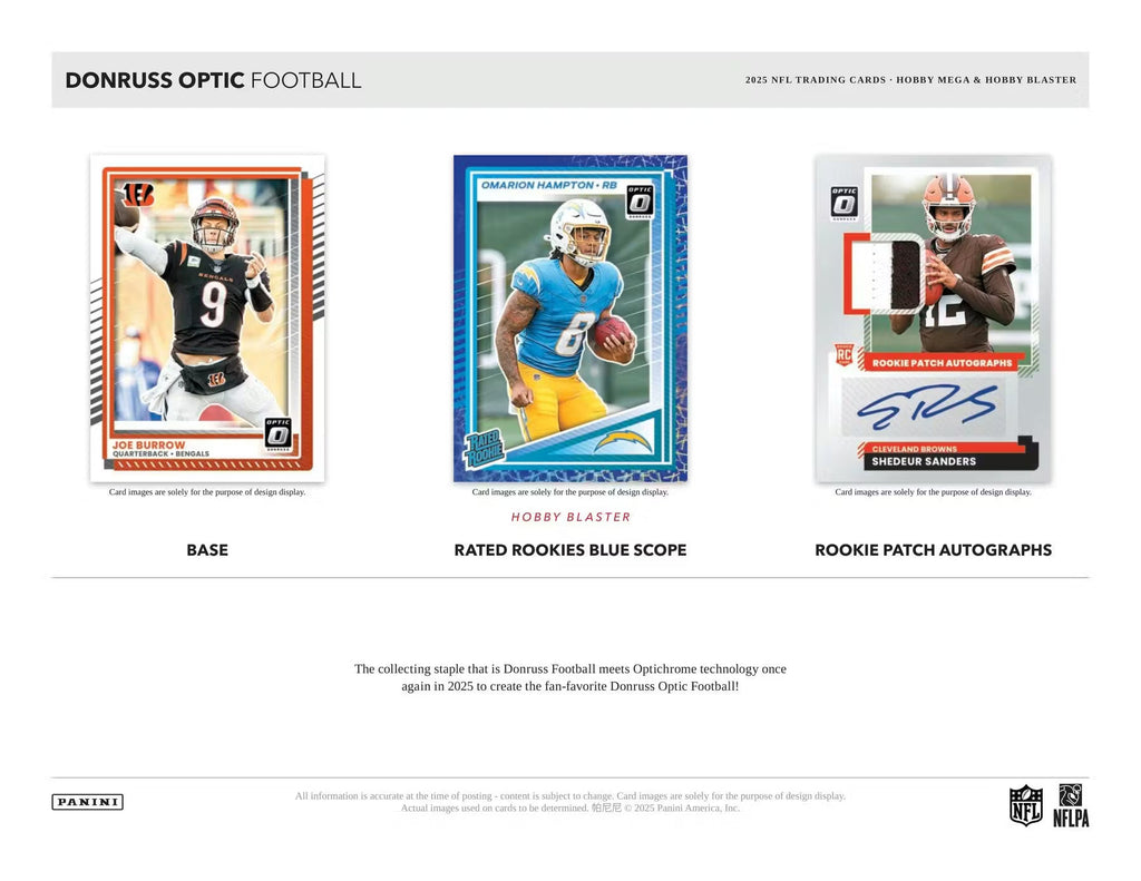 2025 Panini Donruss Optic Football Hobby Mega Trading Cards