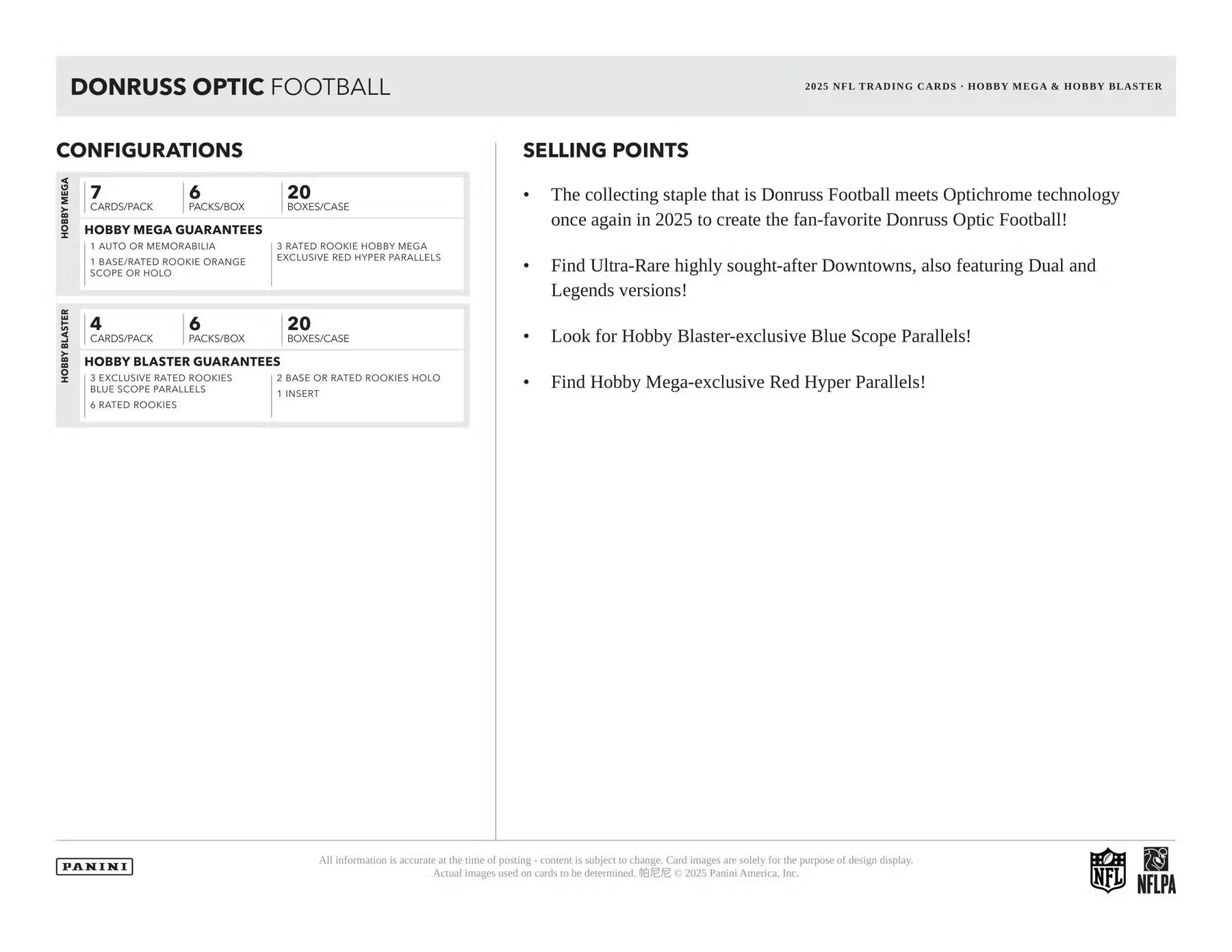 2025 Panini Donruss Optic Football Hobby Mega Trading Cards