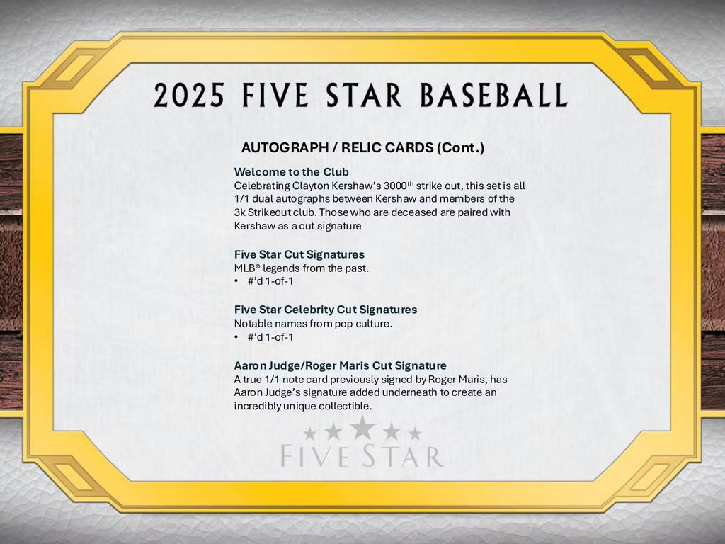 2025 Topps Five Star Baseball Hobby Trading Cards