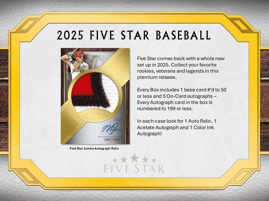 2025 Topps Five Star Baseball Hobby Trading Cards