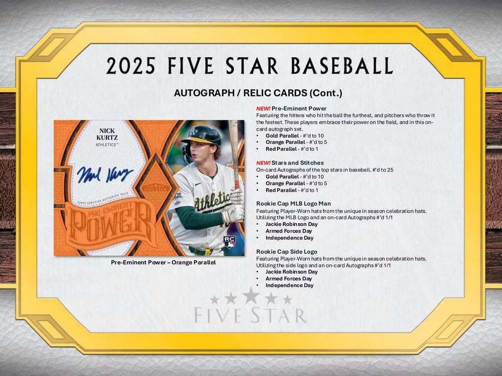 2025 Topps Five Star Baseball Hobby Trading Cards