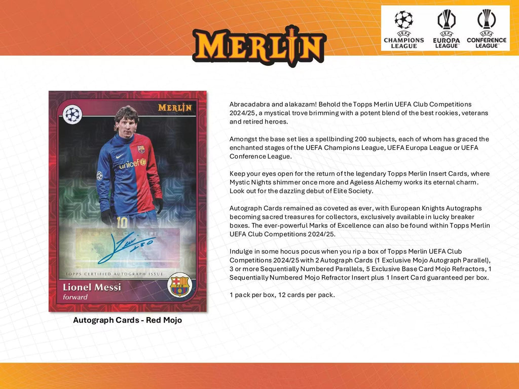 2024-25 Topps Chrome Merlin Soccer UEFA Club Competition Breaker Delight Trading Cards