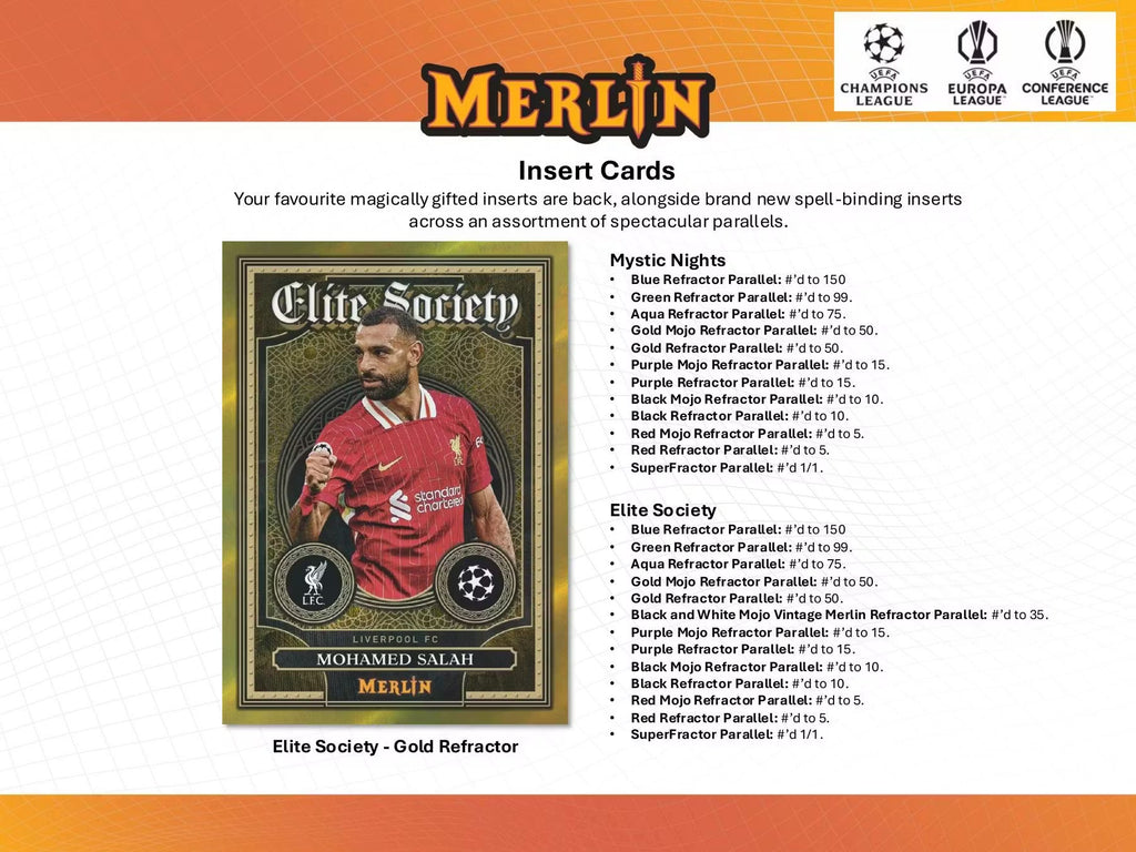 2024-25 Topps Chrome Merlin Soccer UEFA Club Competition Hobby Trading Cards LV