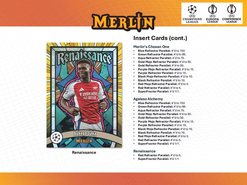 2024-25 Topps Chrome Merlin Soccer UEFA Club Competition Breaker Delight Trading Cards