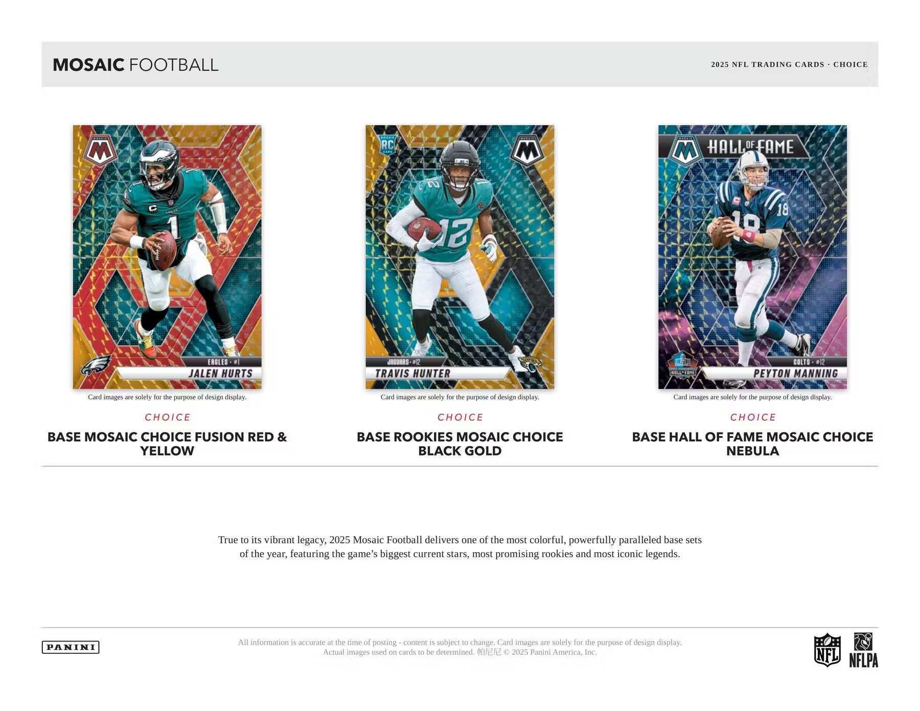 2025 Panini Mosaic Football Choice Trading Cards