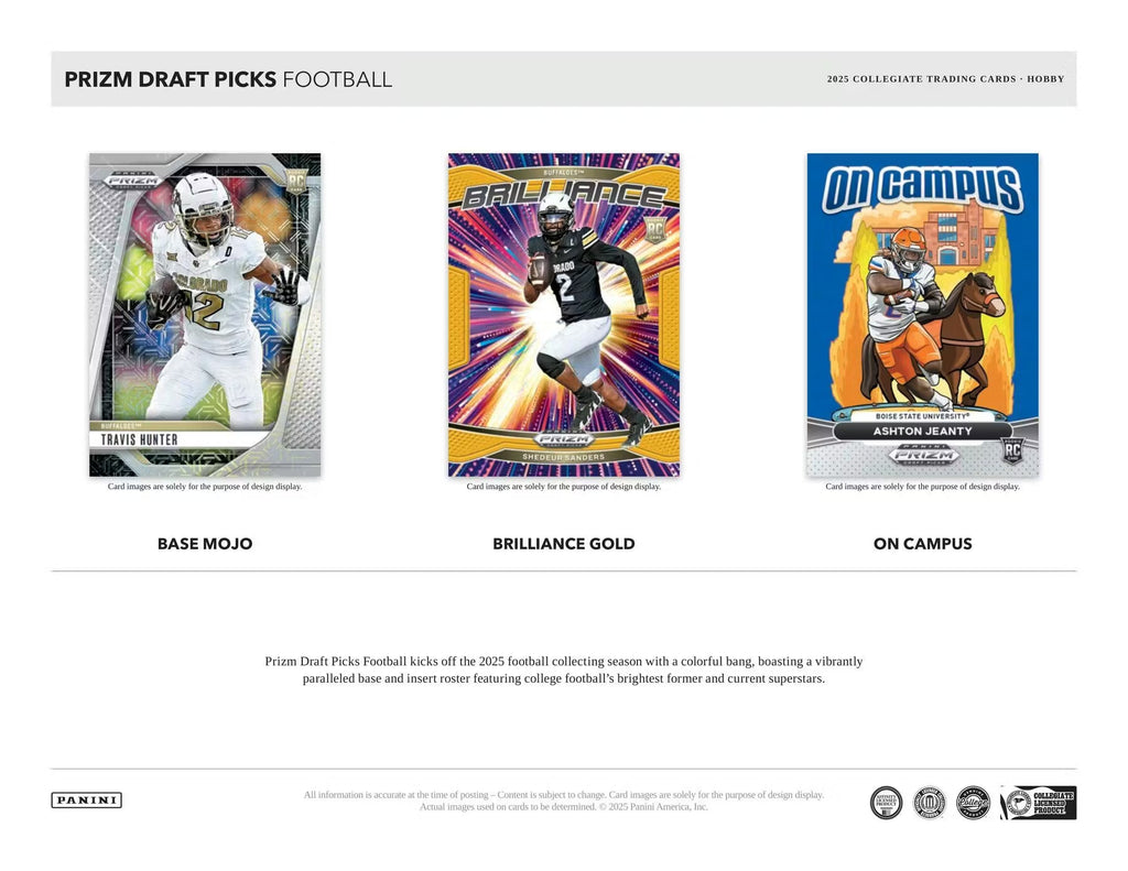 2025 Panini Prizm Draft Picks Collegiate Football Hobby Trading Cards
