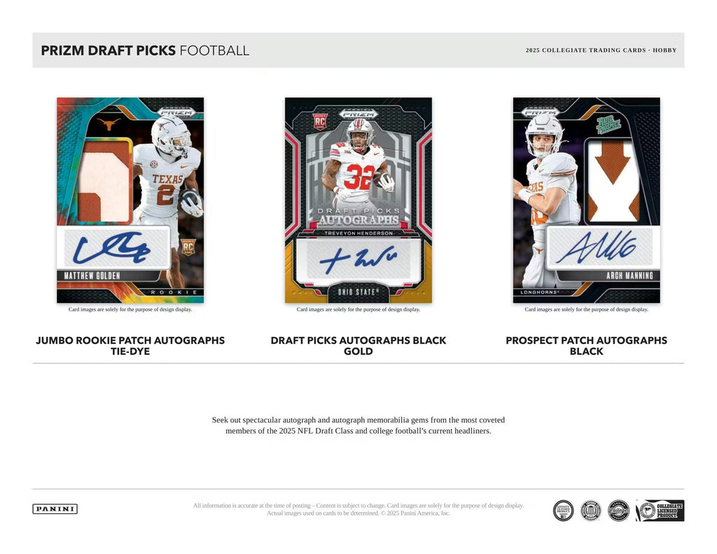 2025 Panini Prizm Draft Picks Collegiate Football Hobby Trading Cards