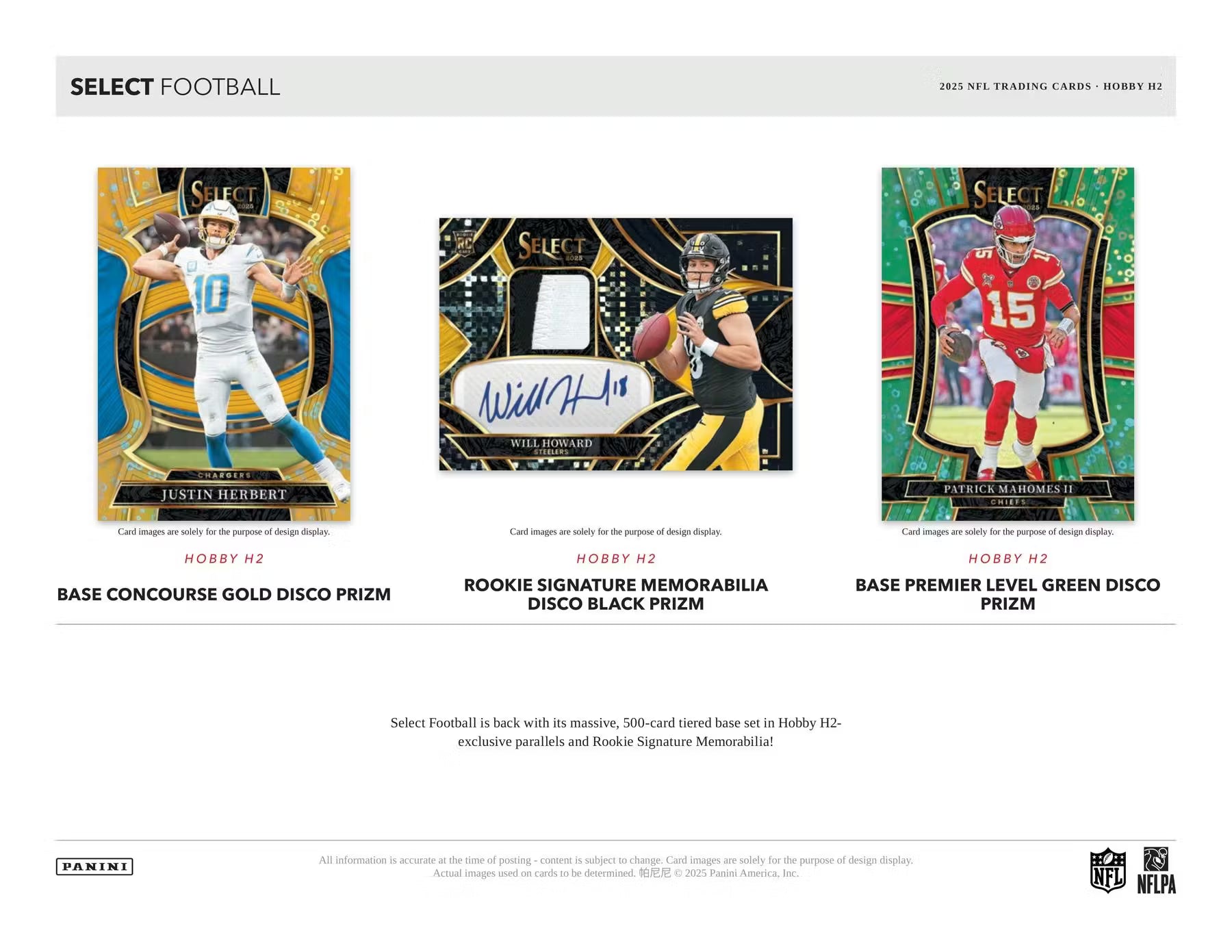2025 Panini Select Football H2 Trading Cards