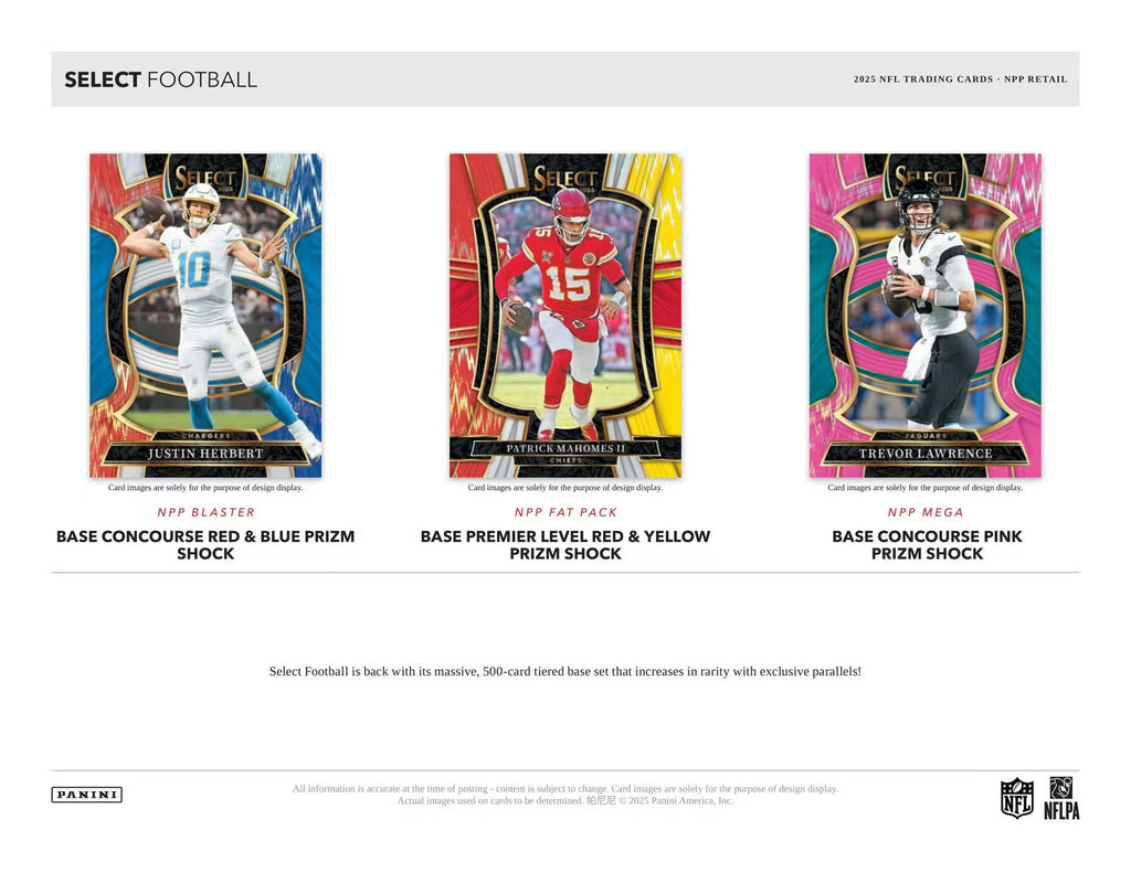 2025 Panini Select Football Blaster Trading Cards Red Blue Prizm