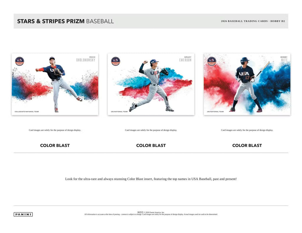 2026 Panini USA Stars & Stripes Prizm Baseball H2 Trading Cards