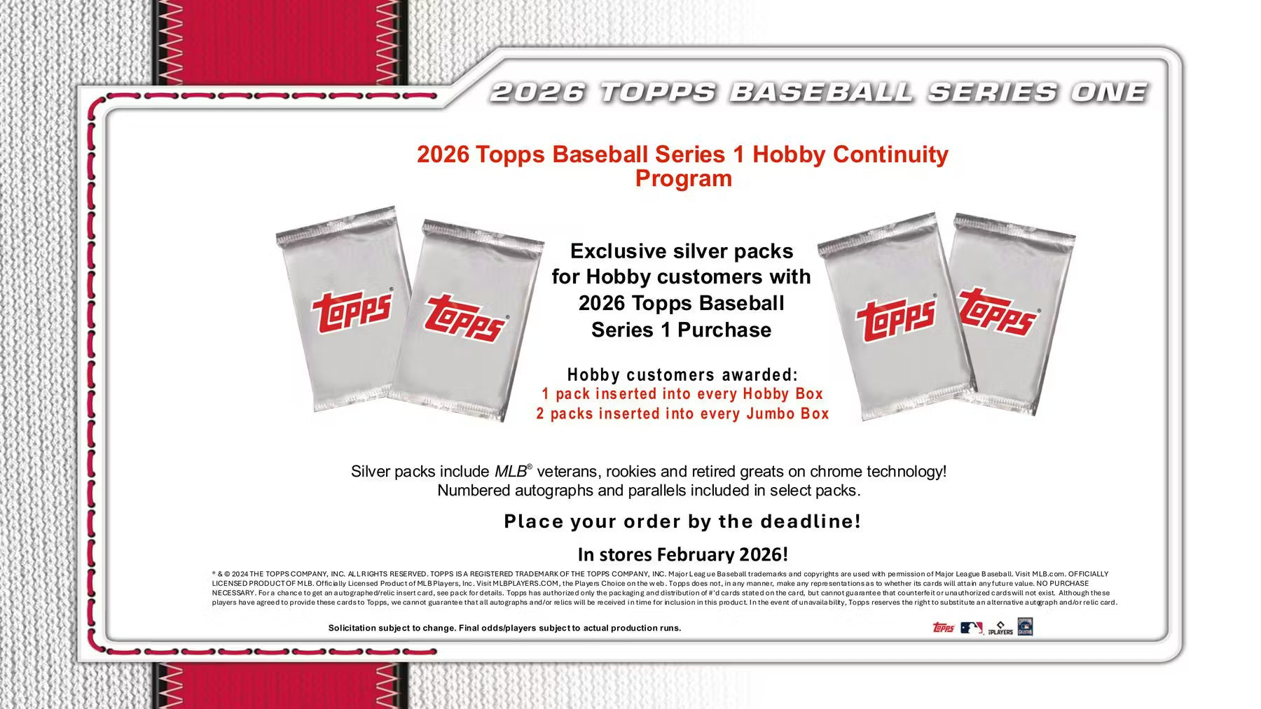 2026 Topps Series 1 Baseball Hobby Jumbo Trading Cards