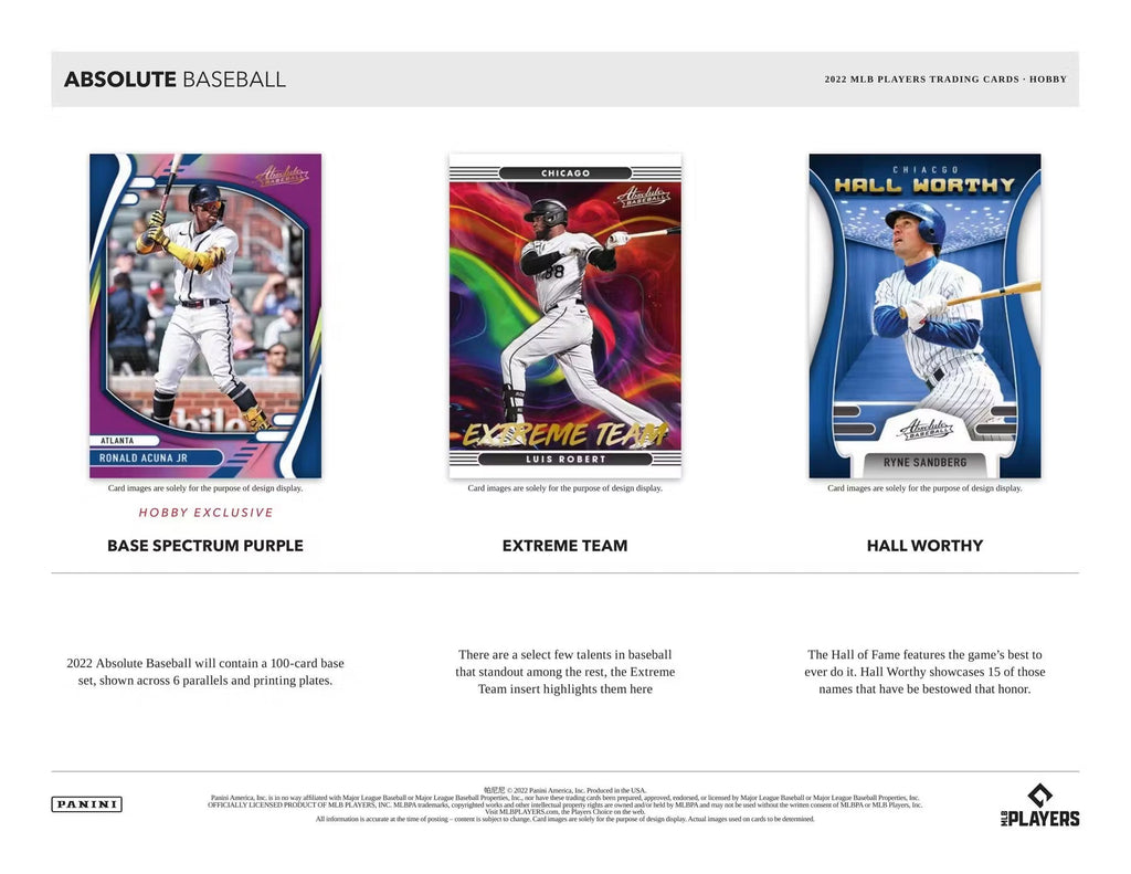 2022 Panini Absolute Baseball Hobby Trading Cards