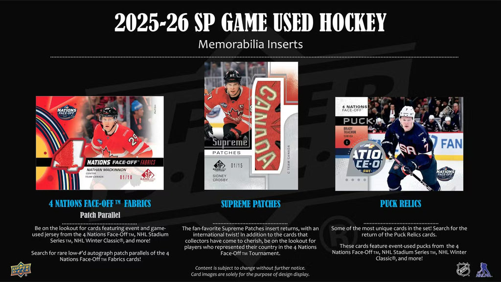 2025-26 Upper Deck SP Game Used Hockey Hobby Trading Cards