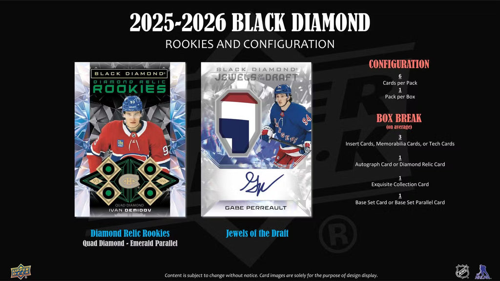 2025-26 Upper Deck Black Diamond Hockey Trading Cards