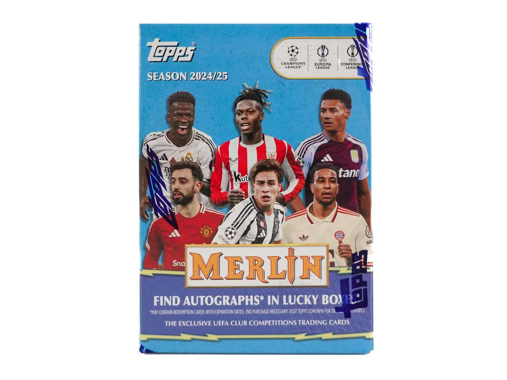 2024-25 Topps Chrome Merlin Soccer UEFA Club Competition Blaster Trading Cards LV