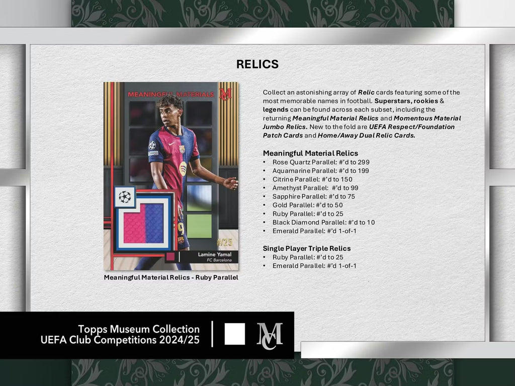 2025 Topps UEFA Club Competitions Museum Collection Hat Trick Hobby Trading Cards