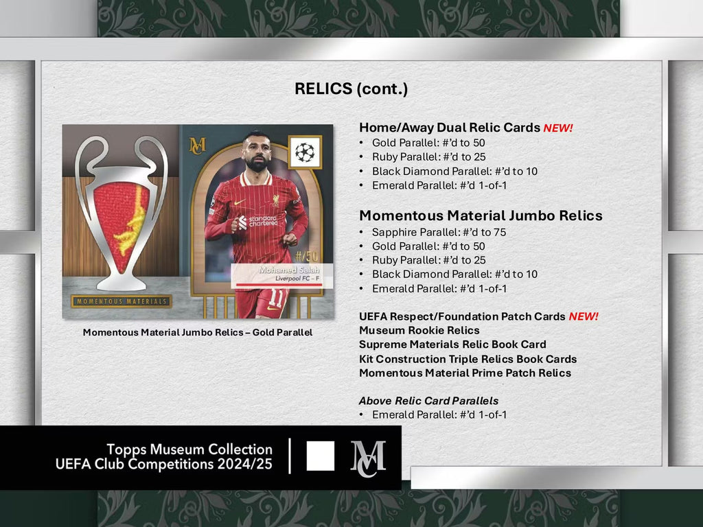 2025 Topps UEFA Club Competitions Museum Collection Hat Trick Hobby Trading Cards