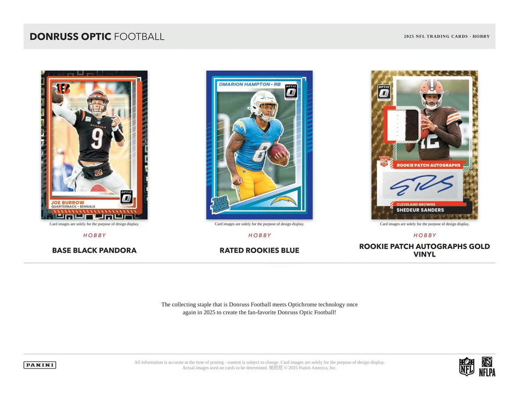 2025 Panini Donruss Optic Football Hobby Trading Cards