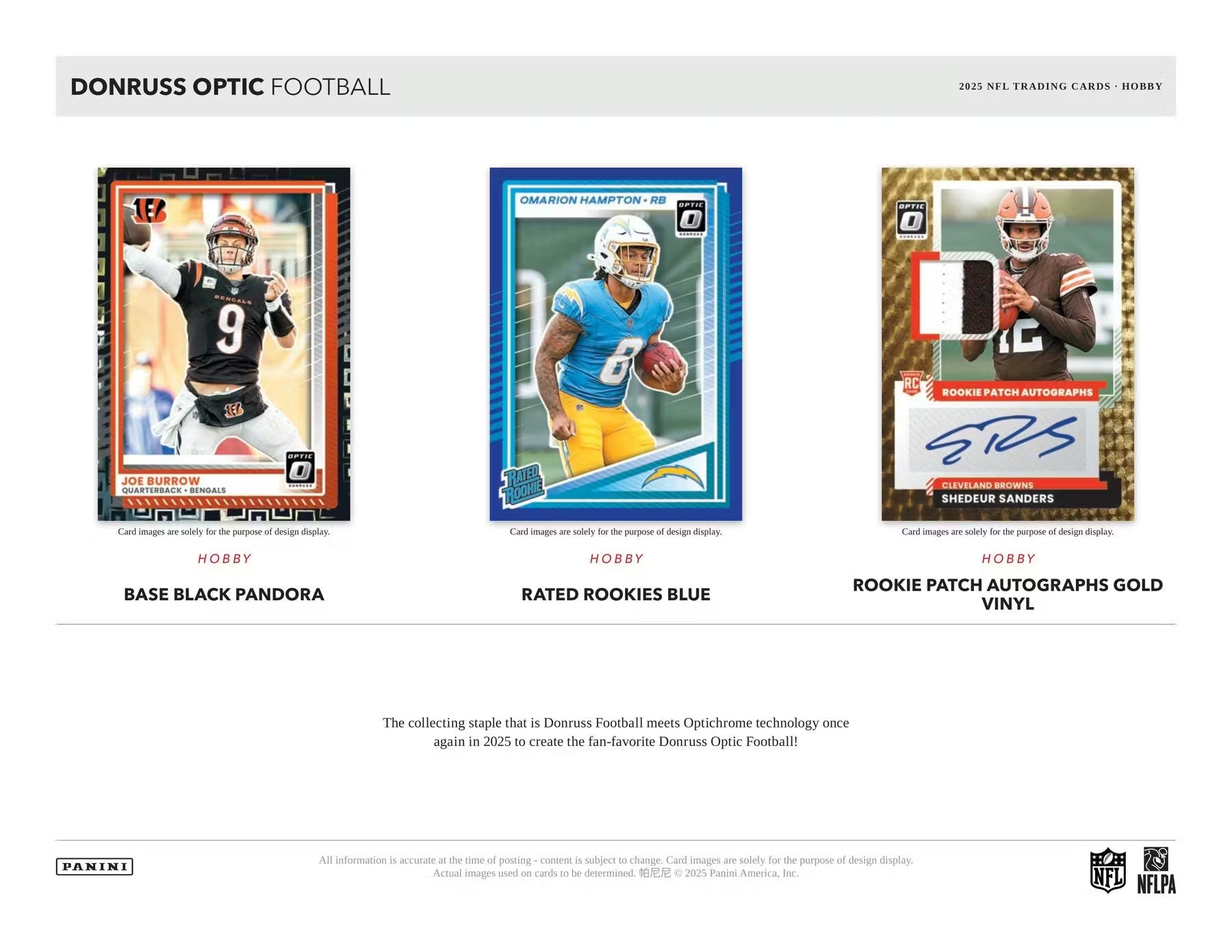 2025 Panini Donruss Optic Football Hobby Trading Cards