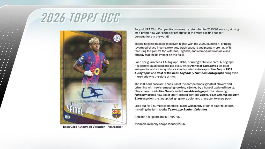 2025-26 Topps UEFA Club Competitions Soccer Hobby Trading Cards