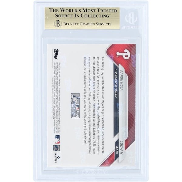 Aaron Nola Philadelphia Phillies 2025 Topps Now Lou Gehrig Day #LGD-AN BGS Authenticated 9.5 Card