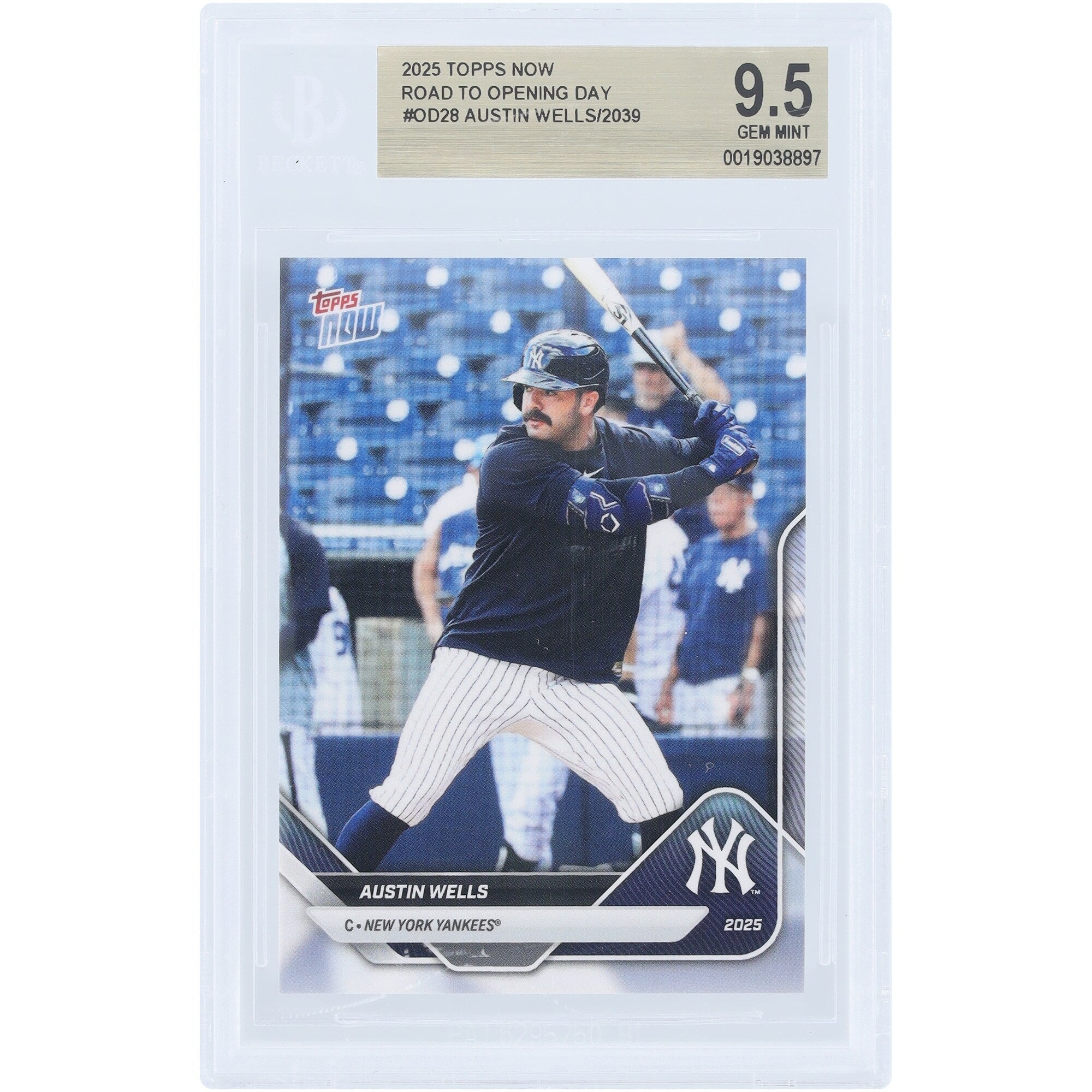 Austin Wells New York Yankees 2025 Topps Now Road to Opening Day #OD-28 BGS Authenticated 9.5 Card