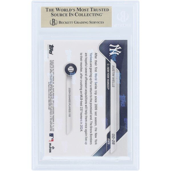 Austin Wells New York Yankees 2025 Topps Now Road to Opening Day #OD-28 BGS Authenticated 9.5 Card