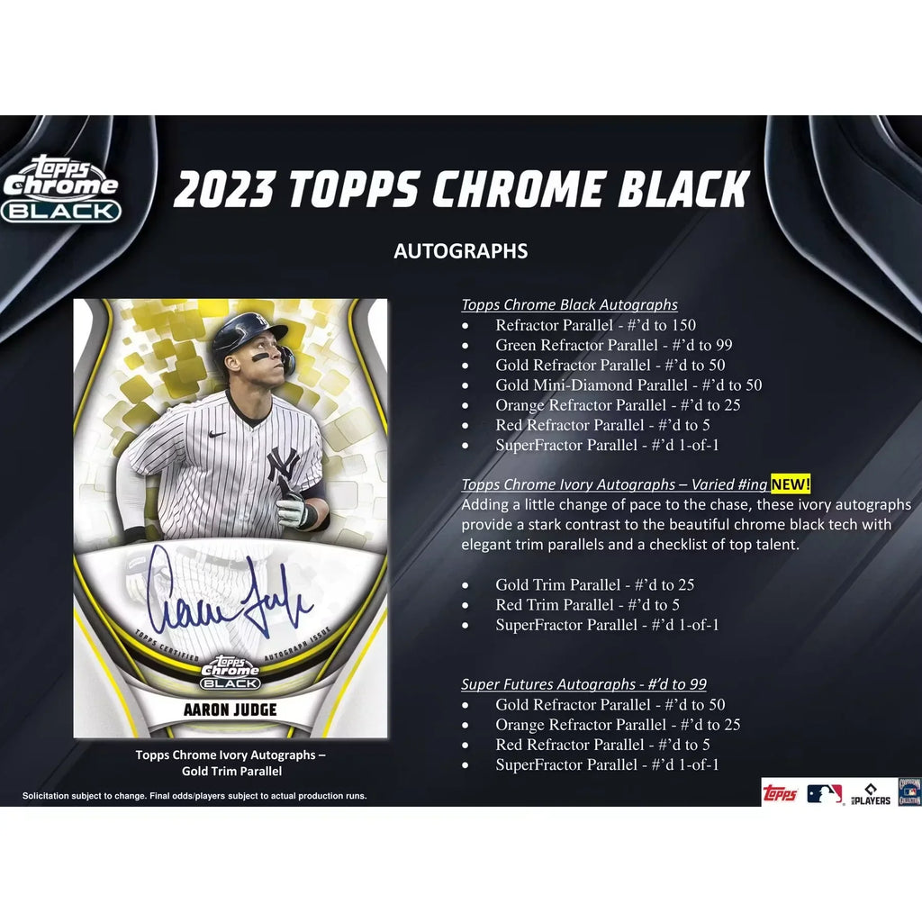 2023 Topps Chrome Black Baseball Hobby 12-Box Case (Ships Sealed Only)