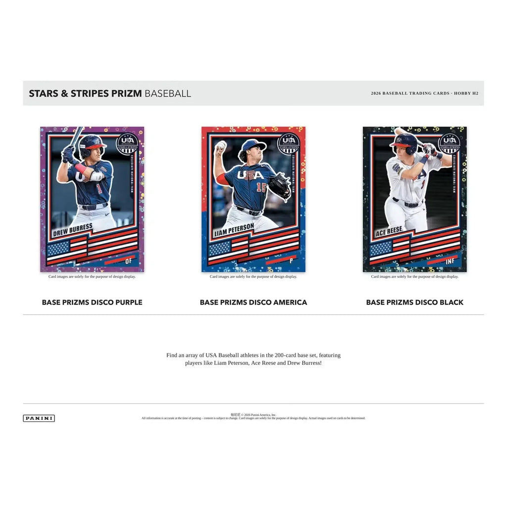 2026 Panini USA Stars & Stripes Prizm Baseball H2 12-Box Case (Ships Sealed Only)
