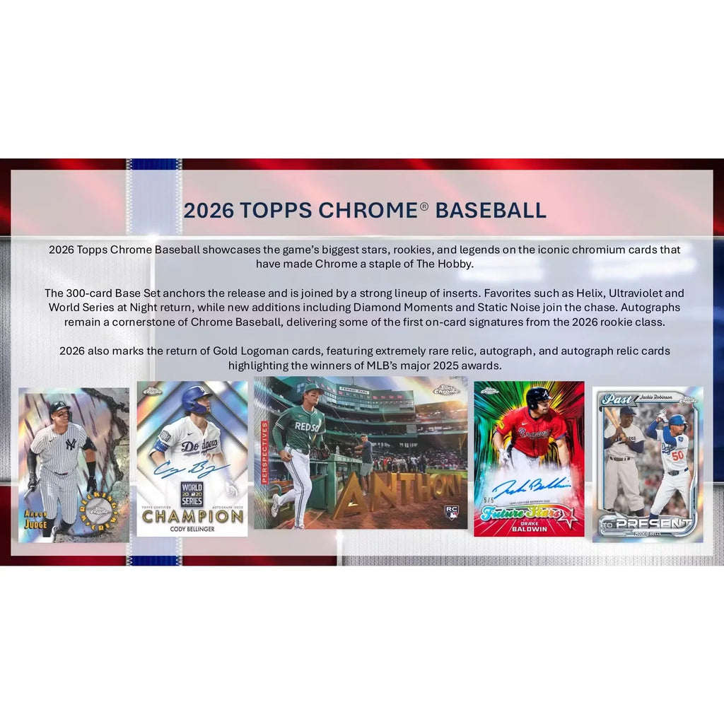 2026 Topps Chrome Baseball Hobby Jumbo 8-Box Case | Presell (Ships Sealed Only)