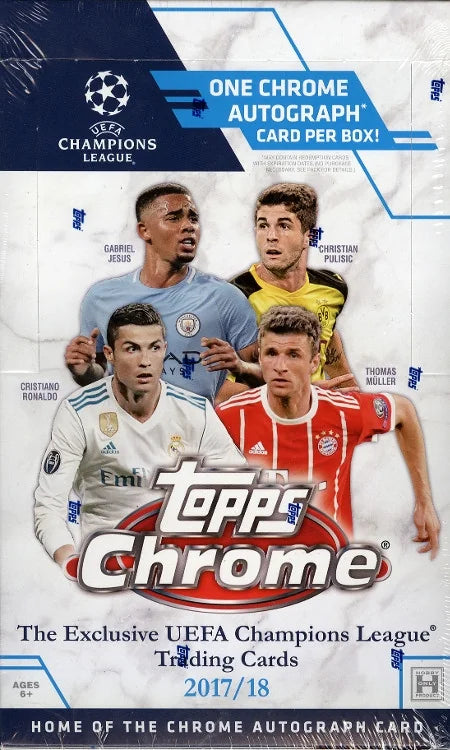 2017 18 Topps UEFA Champions League Chrome Soccer Hobby Box (Ships Sealed Only)