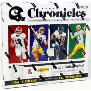2020 Panini Chronicles Draft Picks Football Hobby Box 3 Autographs (Ships Sealed Only)