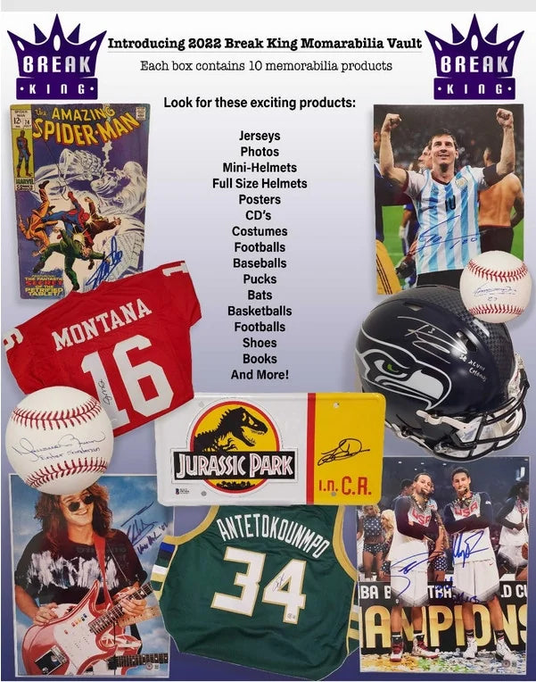 2022 Break King Memorabilia Vault Case Multi Sport Signed Items (Ships Sealed Only)