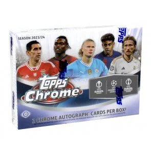 2023 24 Topps UEFA Club Competitions Chrome Box (Ships Sealed Only)