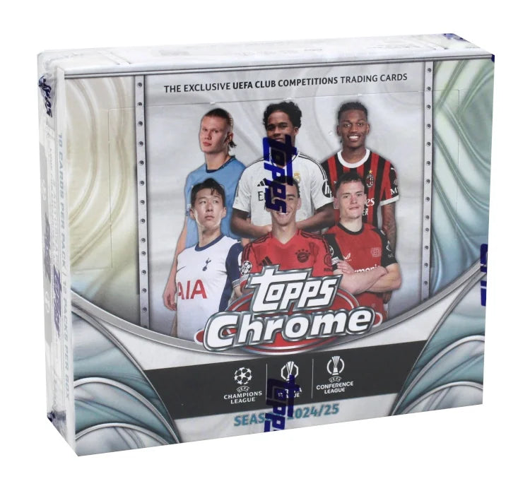2024 25 Topps UEFA Club Competitions Chrome Soccer Jumbo Box (Ships Sealed Only)
