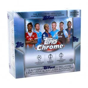 2025 26 Topps Chrome UEFA Club Competitions Soccer Jumbo Box (Ships Sealed Only)
